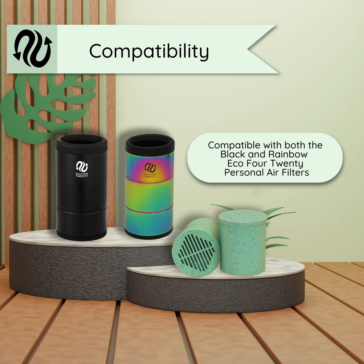 Eco Four Twenty Set of 2 Green Plant-Based Plastic Replacement Filters For Personal Air Filter
